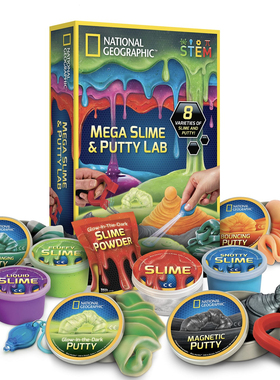 Mega Slime Putty Lab国家地理STEM史莱姆水晶泥磁性发光实验玩具