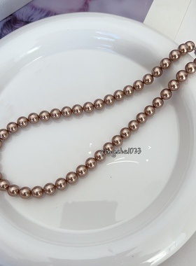 实拍正版施家华子8mm可可棕高级咖色女士珍珠项链秋冬美拉德穿搭