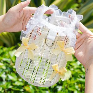 宠物仙女裙镂空花边背心春夏款狗狗衣服狗衣服猫咪衣用品比熊吊带