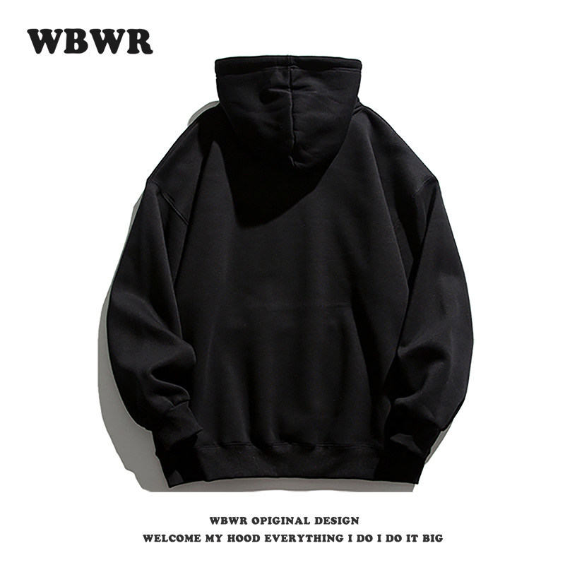 남성용 아메리칸 베이직 솔리드 컬러 벨벳 두꺼운 후드 티셔츠 가을 겨울 트렌디 브랜드 루즈하고 다재다능한 커플 탑