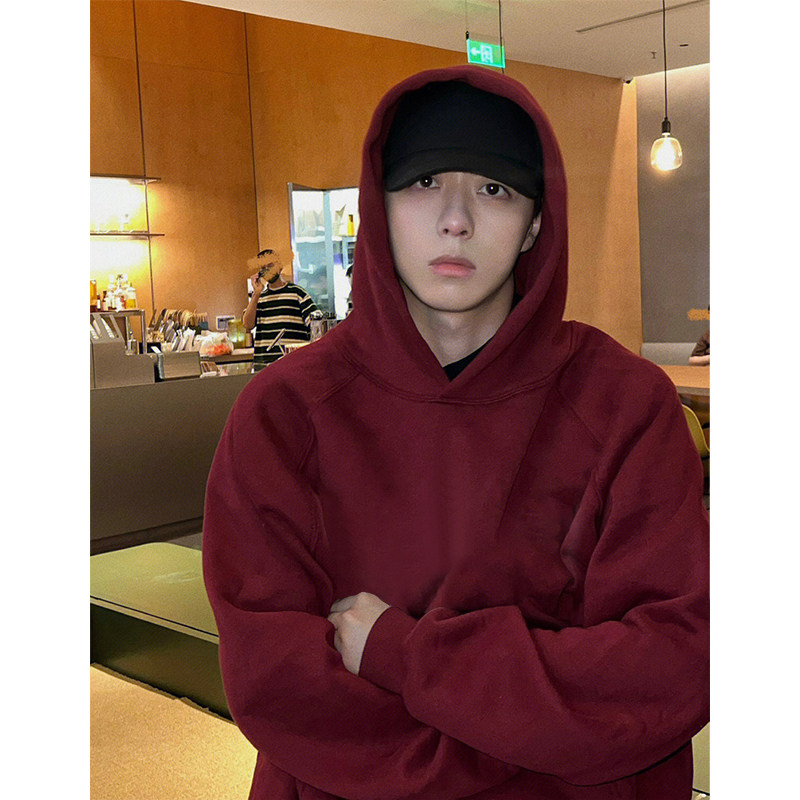 빈티지 틈새 기본 후드 티셔츠 남성 가을 겨울 미국 스트리트 스타일 잘 생긴 솔리드 컬러 루즈하고 다재다능한 재킷