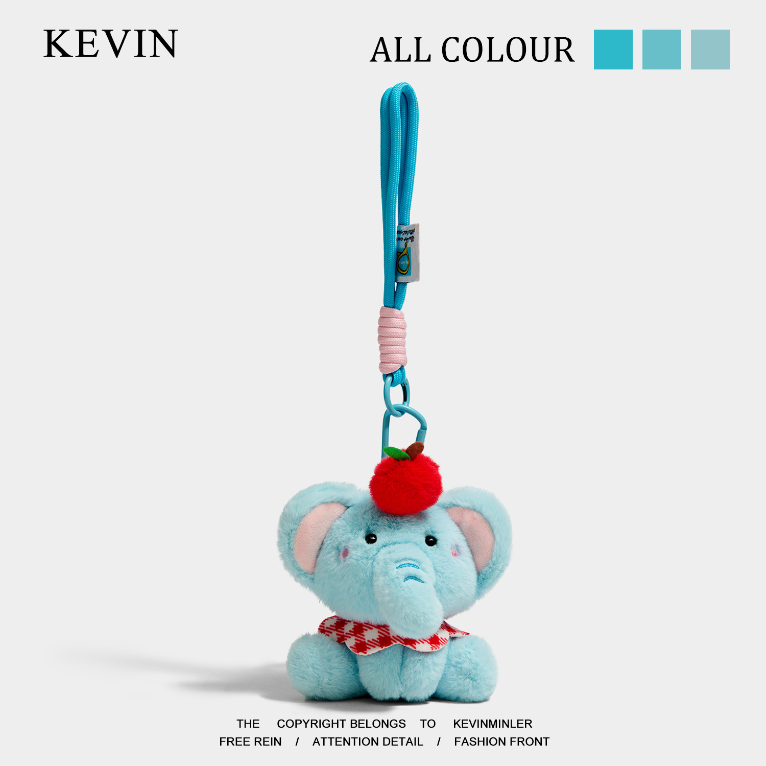 Kevin家“无聊送ta苹果小象钥匙扣”可爱毛绒公仔包挂件情侣挂饰