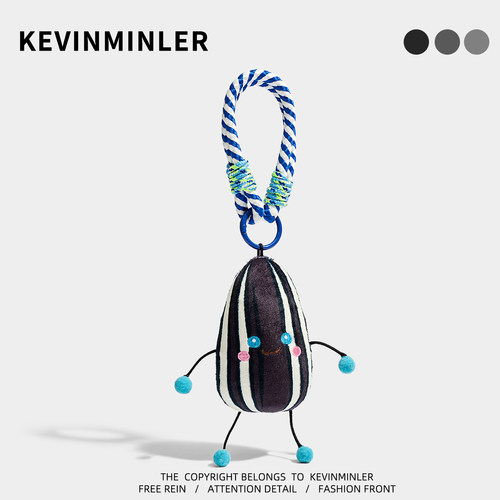KEVINMINLER原创蓝色瓜子小人包包挂件钥匙扣高级车挂饰生日礼物