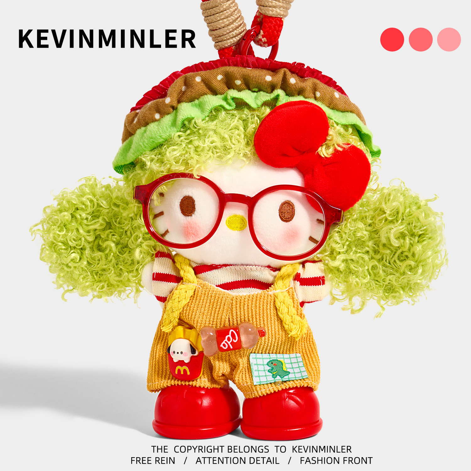 KEVINMINLER原创正版汉堡KT猫包挂件可爱车挂饰hellokitty钥匙扣图片