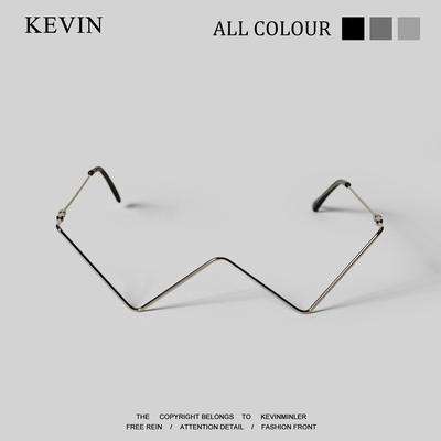 Kevin家“无聊了戴上W眼镜框架”V型小铁丝无镜片时尚街拍小礼物