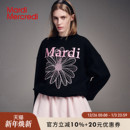 MardiMercredi小雏菊黑粉刺绣圆领卫衣宽松上衣女韩系新款 可露丽