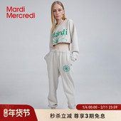 百搭休闲长裤 MardiMercredi松紧腰束脚小雏菊刺绣卫裤 男女同款