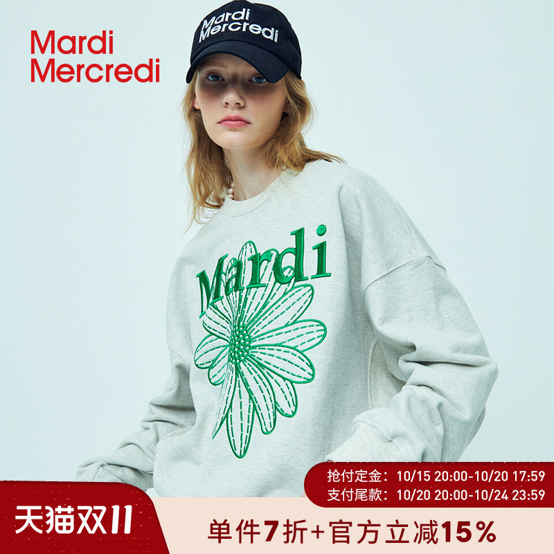 Mardi小雏菊刺绣休闲卫衣