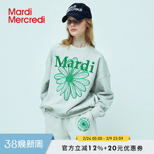 MardiMercredi小雏菊黑粉刺绣圆领卫衣宽松上衣女韩系新款可露丽
