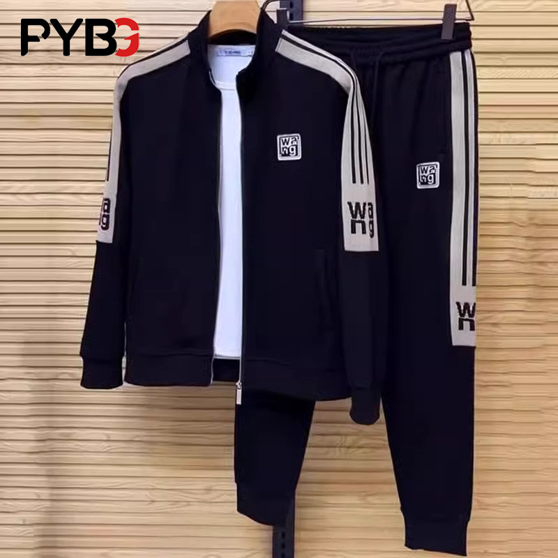 高端休闲运动服套装男士2024秋冬季新款立领外套卫裤加绒男装一套