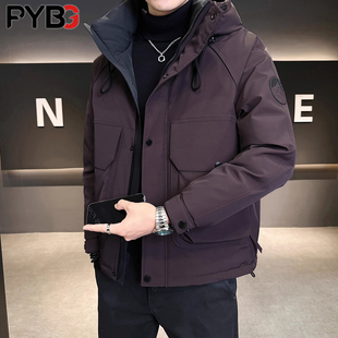 高端羽绒服男士冬季2025新款轻薄工装加厚冲锋衣外套防寒服男款潮