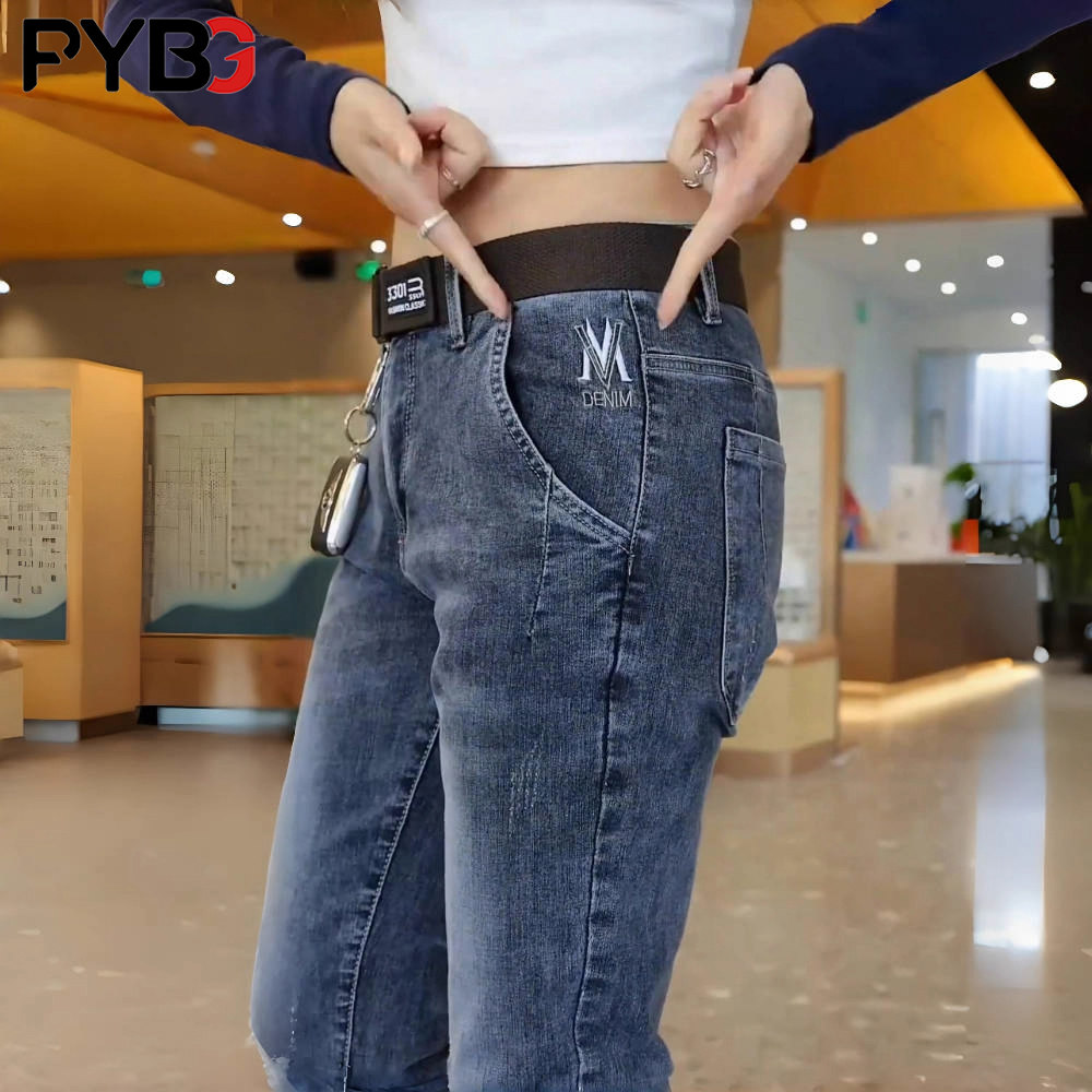 高端修身小脚牛仔裤男士春秋冬2025新款直筒加绒加厚休闲裤子男款