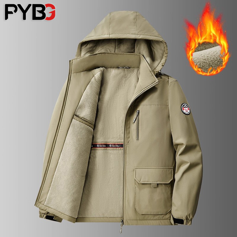 爆款冲锋衣外套男士秋冬季2025新款加绒防风男装大码工装夹克男款