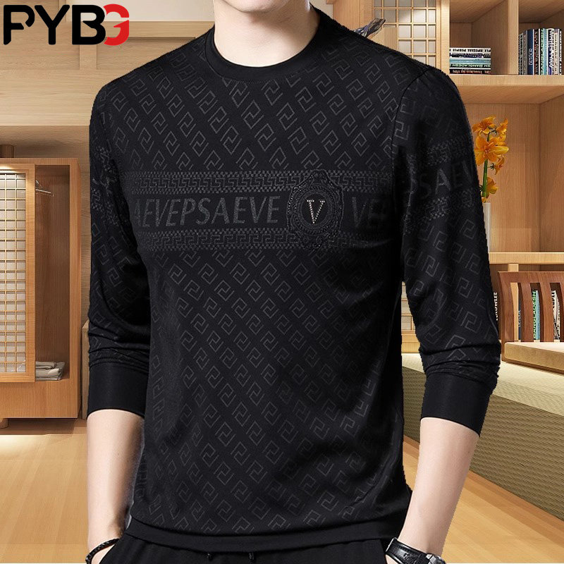高端男士长袖T恤2025春秋冬季新款休闲圆领加绒加厚打底卫衣男款,男装,T恤,淘宝优惠券,粉丝福利购,淘宝优惠卷