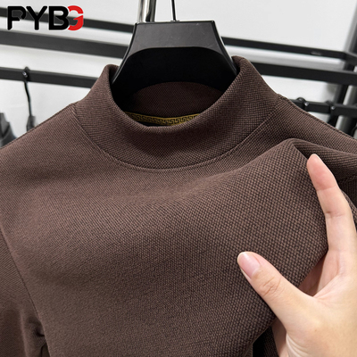 双面德绒打底衫男士秋冬2025新款半高领加厚保暖磨毛内搭卫衣男款