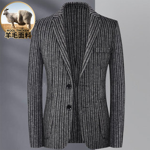 高端品质新款总裁男装男士休闲双面呢羊毛西服小西装羊绒妮子外套