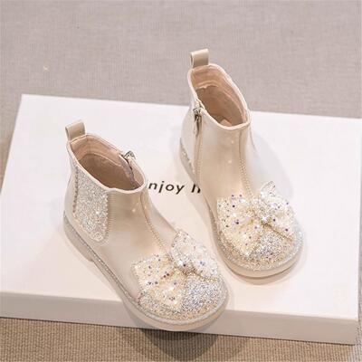 马丁靴女款儿童秋冬巨好看公主风加绒二棉软底单鞋皮鞋配裙子短靴