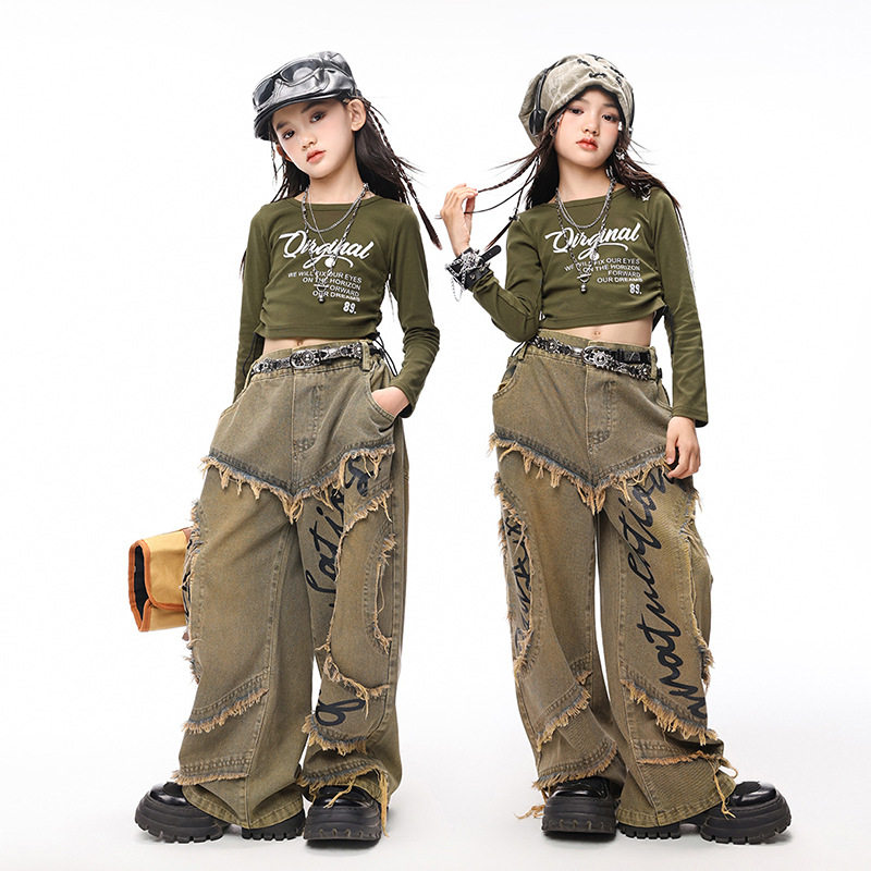 女 童爵士舞服装嘻哈hiphop走秀演出服街舞潮服jazz架子鼓表演服