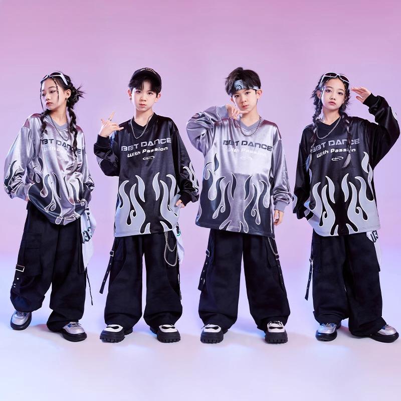 少儿街舞潮服hiphop嘻哈男女 童宽松架子鼓潮酷帅炸街表演出服装