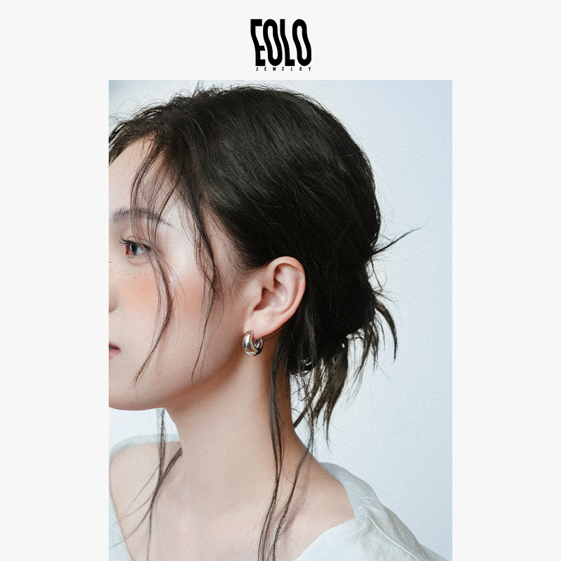 EOLO弧形耳环女纯银