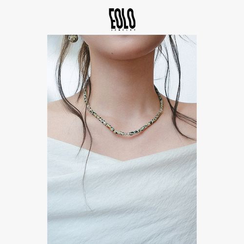 EOLO「嵬」斑点石桶珠项链女