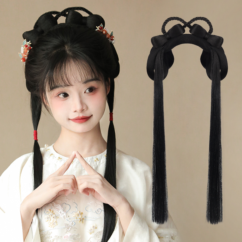 汉服假发包古风头饰发髻一体式蝴蝶结假发明制古装发箍盘发造型女