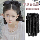 儿童假发女童民国复古罗马卷马尾旗袍公主卷发饰蝴蝶结宫廷卷造型