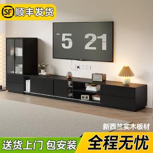电视柜落地客厅家用实木茶几组合旁边展示柜轻奢收纳储物一体 新款