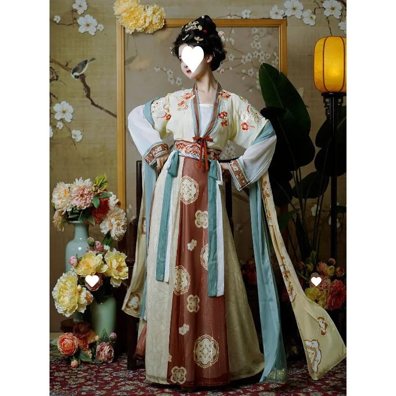 唐制褙子复原齐腰八破裙长乐公主汉服女汉服古装