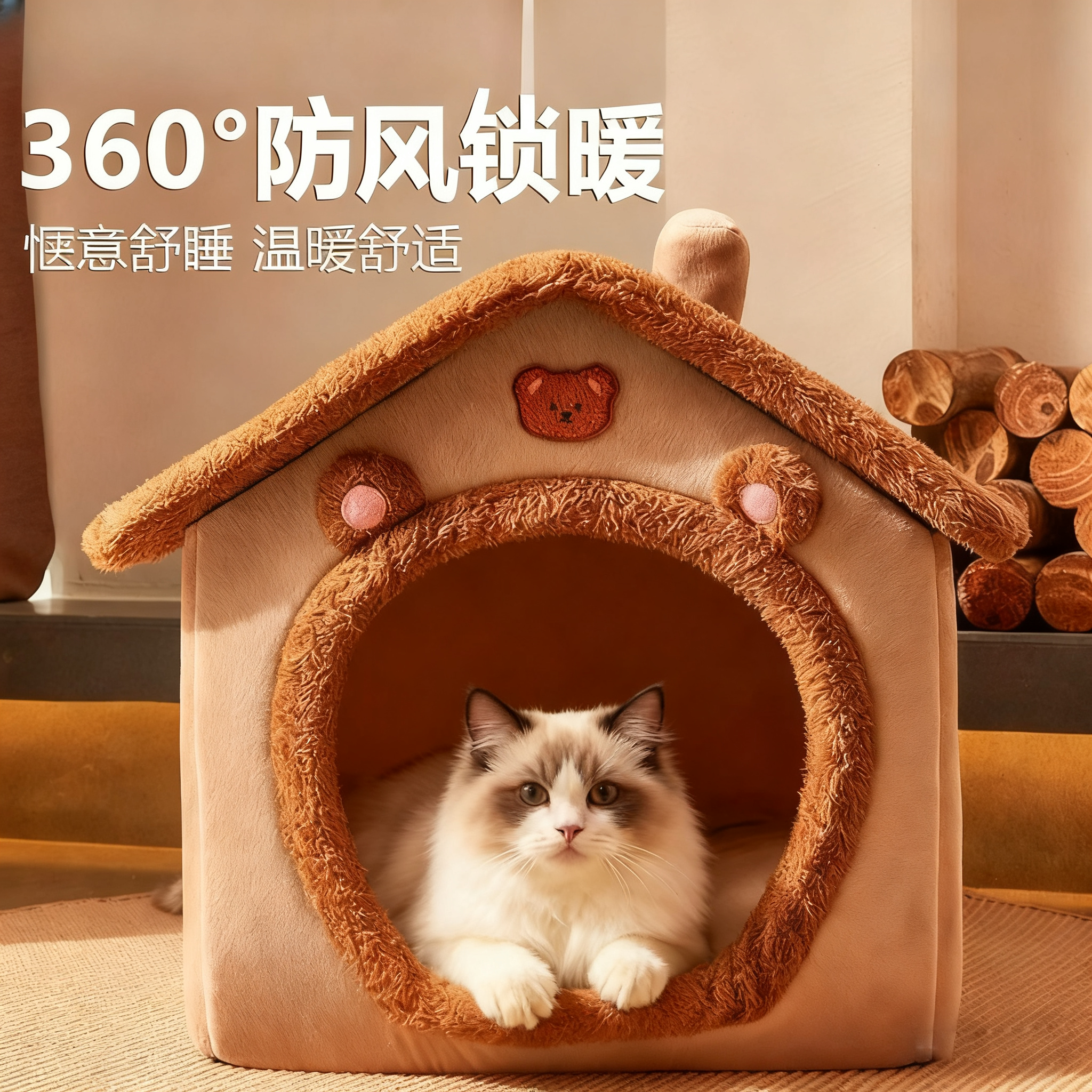 猫窝四季通用封闭式猫屋别墅猫房子可拆洗狗窝冬天保暖猫咪睡觉窝