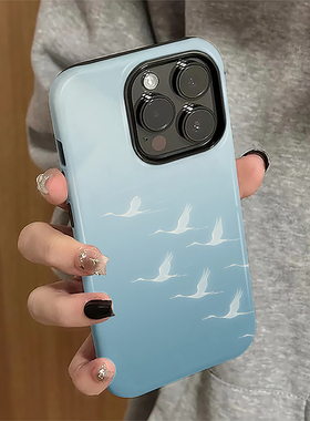 飞行大雁适用iPhone16pro手机壳苹果17promax简约iP15pro日韩14女13小众xsmax新款12防摔11保护套8/7plus菲林
