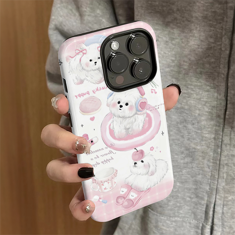 适用iPhone15promax手机壳苹果16pro新款苹果14pro简约iP13女16e潮12可爱7耳机小狗11防摔xsmax套8plus菲林xr