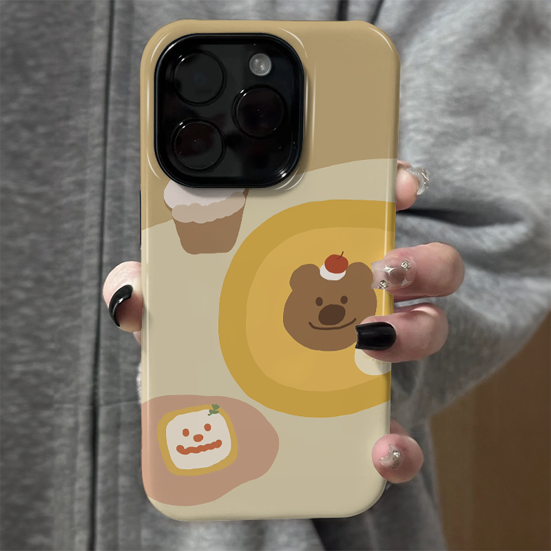 适用苹果16pro手机壳iPhone15promax新款可爱iP14/13女12简约xsmax菲林二合一8硅胶11高级7小众plus咖啡小熊x