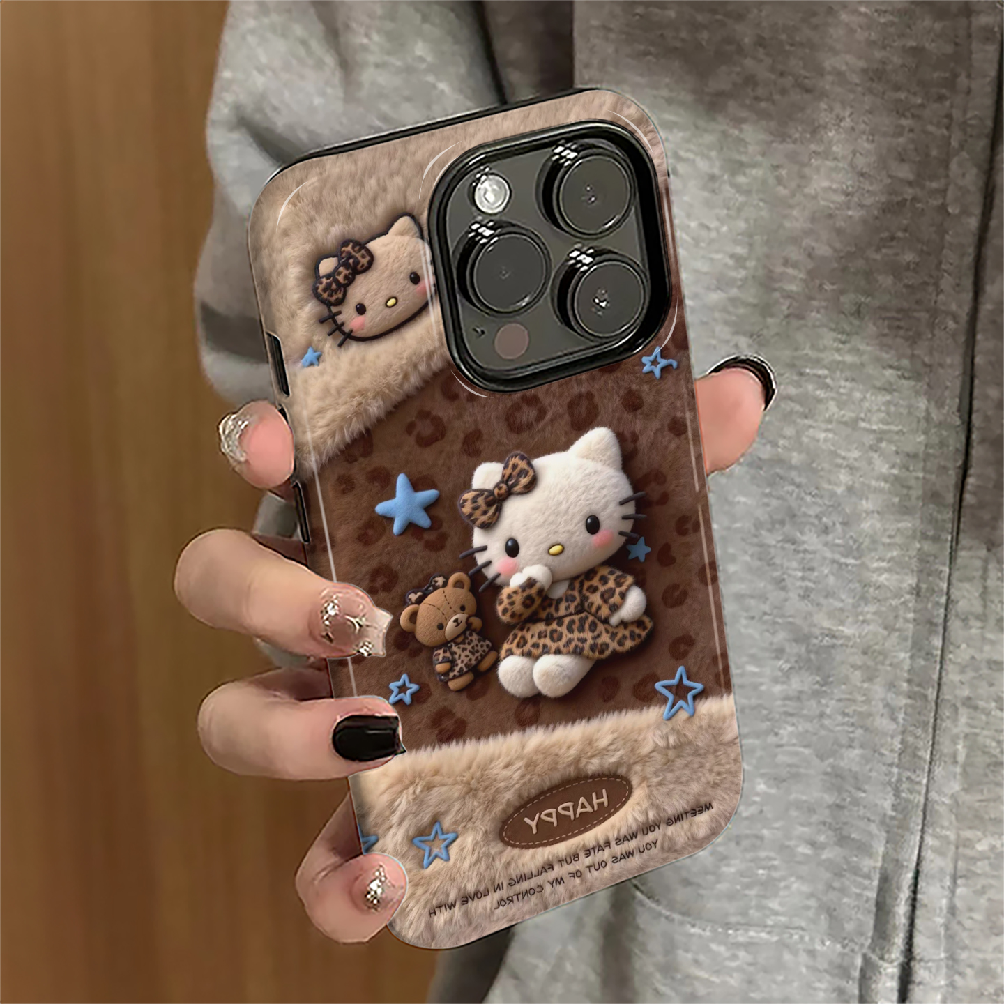 豹纹kt猫适用苹果16promax手机壳iPhone17pro卡通ip15pro女13冬天14新款xsmax日韩12防摔11保护套8/7plus菲林