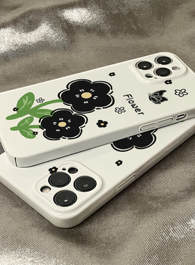 适用于华为mate50pro手机壳菲林黑色花朵高级感mate40pro套网红新p30男女款p40/p50e全包防摔mate20/30epro硬