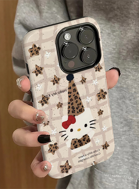 适用苹果17pro手机壳iPhone16promax新款15pro个性女13豹纹kitty猫14防摔11保护套12秋冬7/8plus潮xsmax菲林e