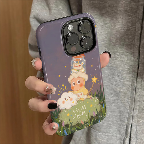 适用苹果16promax手机壳苹果15pro新款iPhone13简约iP17pro女14/12卡通11防摔8套7plus可爱xsmax星星人e菲林x