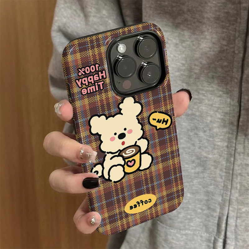 适用苹果16promax手机壳新款女iPhone15可爱iP13/14硅胶xr防摔保护套pro卡通iP7/8小众plus咖啡小狗xsmax外壳