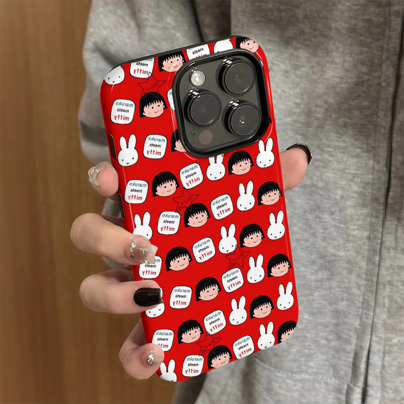 适用苹果16promax手机壳iPhone15pro新款iP14女12/13简约16e卡通8樱桃小丸子xsmax防摔11保护套7plus菲林xr硬