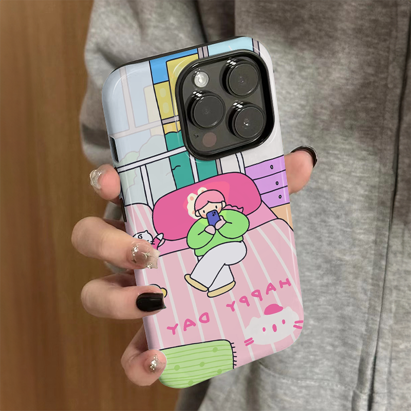 适用苹果16promax手机壳女iPhone15新款简约iP13/14硅胶xr防摔保护套pro卡通iP7/8小众plus红发女孩xsmax外壳