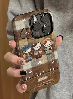 适用苹果17promax手机壳iPhone16pro个性ip15pro新款14女13高级12防摔保护套11牛仔kt猫xsmax硬7/8plus菲林e