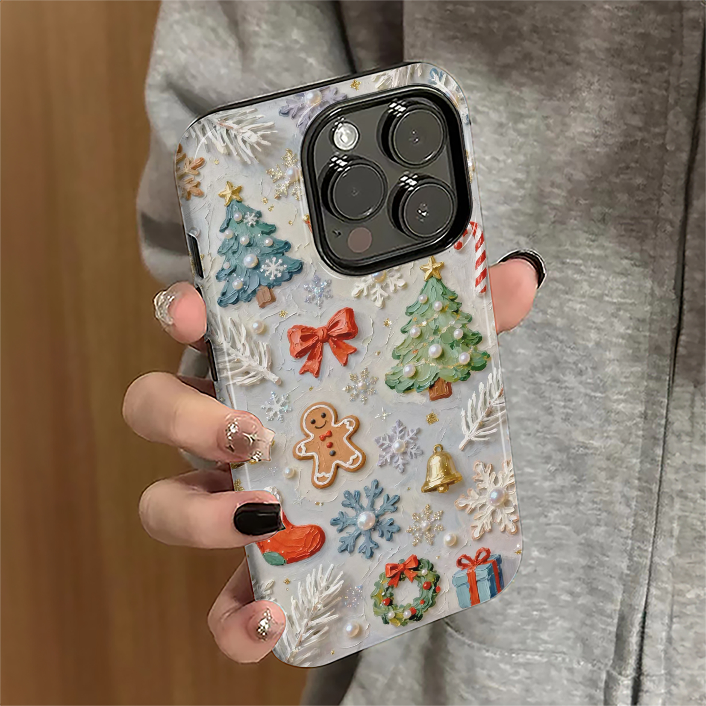 圣诞姜饼人适用苹果17promax手机壳iPhone16pro小众15pro女13秋冬14新款xsmax个性12防摔11保护套8/7plus菲林