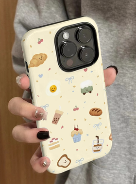 适用苹果16手机壳女iPhone15promax新款14pro小众iP11/12简约iP13硅胶xsmax防摔7/8保护套plus面包咖啡xr硬壳