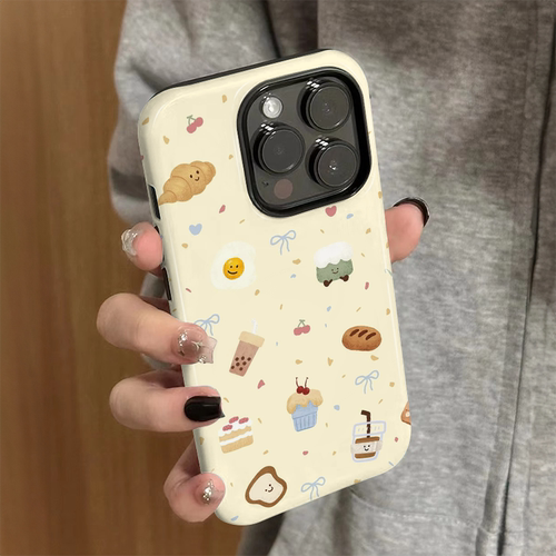 适用苹果16手机壳女iPhone15promax新款14pro小众iP11/12简约iP13硅胶xsmax防摔7/8保护套plus面包咖啡xr硬壳