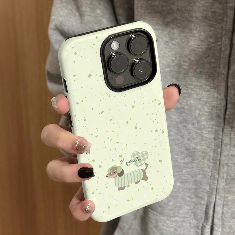 适用苹果15promax手机壳iPhone16新款iP14女12/13简约xsmax爱心腊肠狗8个性防摔11套7菲林二合一plus高级xr硬