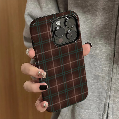 简约格纹适用苹果17promax手机壳iPhone18pro日韩ip16pro女14个性15新款xsmax小众13防摔12保护套8/7plus菲林