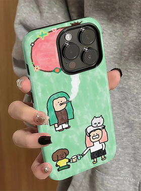 适用苹果16pro手机壳iPhone17promax简约ip15pro卡通13女14新款12猫咪女孩11防摔保护套xsmax菲林7/8plus硬e