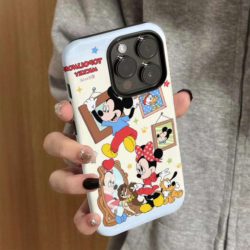 适用苹果16promax手机壳新款iPhone15简约iP14/13女16e米奇米妮12迪士尼7卡通xsmax防摔11保护套8plus菲林xr