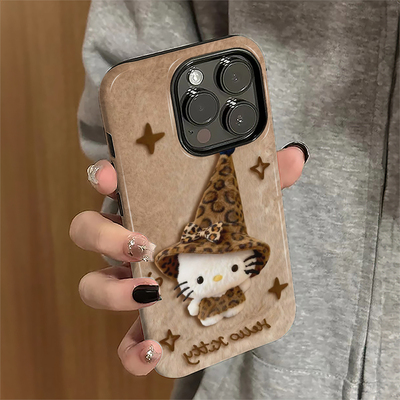 豹纹kitty猫适用iPhone17promax手机壳苹果16pro日韩15女13秋冬新款14卡通11保护套12防摔xsmax/8/7plus菲林e