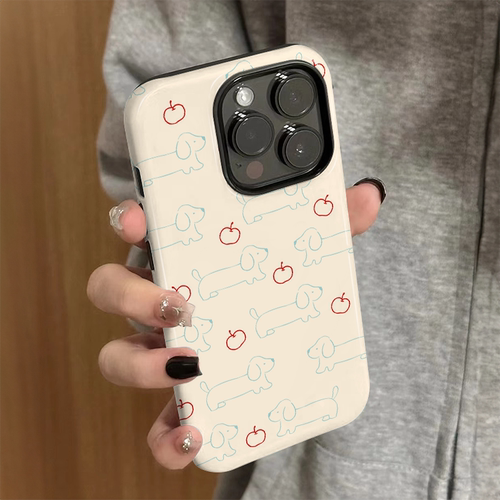 适用苹果17promax手机壳iPhone16新款iP15女13/14简约17e菲林二合一8卡通xsmax防摔12保护套7plus苹果小狗xr